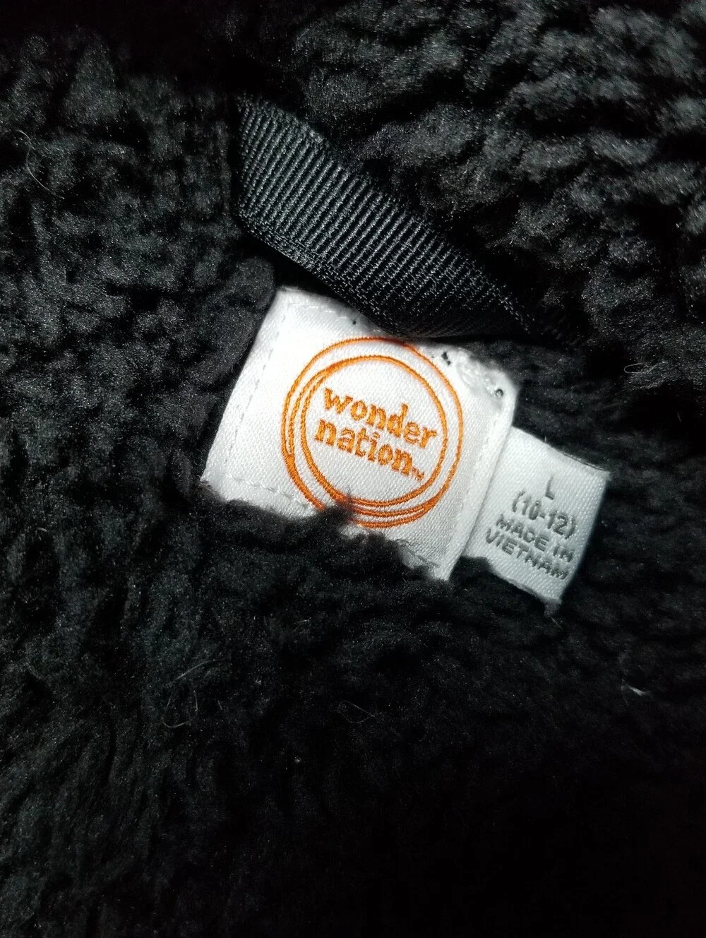 WONDER NATION GIRL'S BLACK SHERPA PULLOVER SIZE LARGE